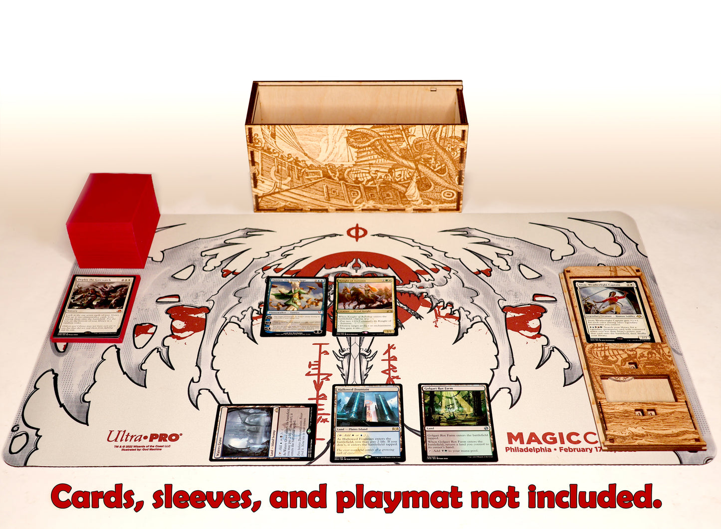 EDH Deck Box with built-in life counter, tax tracker, and command zone - Kraken Theme
