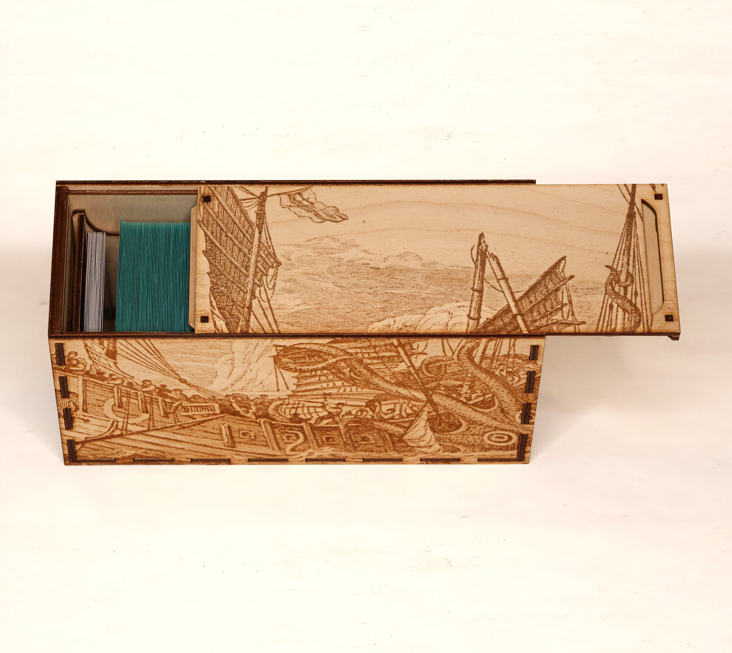 EDH Deck Box with built-in life counter, tax tracker, and command zone - Kraken Theme