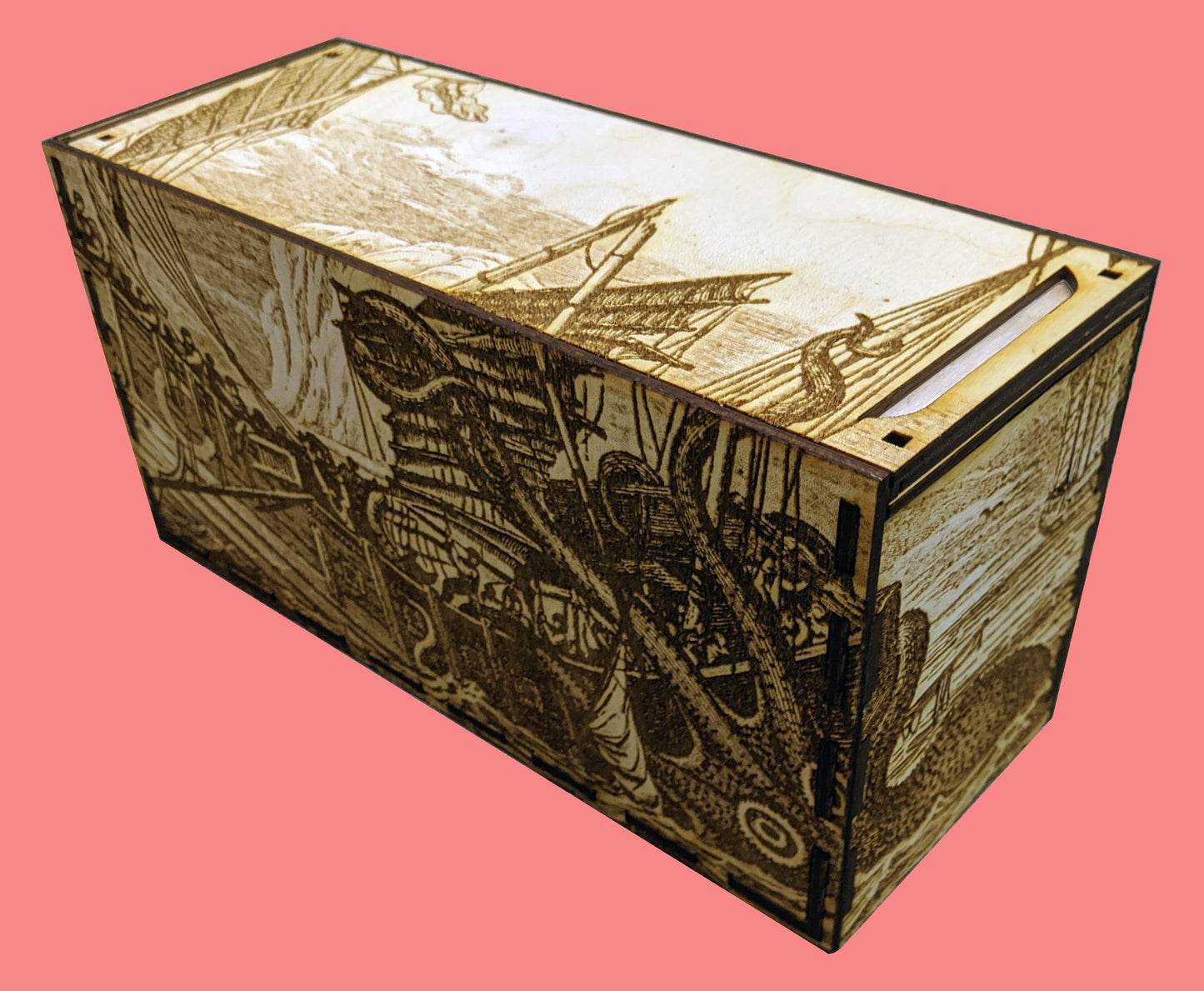 EDH Deck Box with built-in life counter, tax tracker, and command zone - Kraken Theme