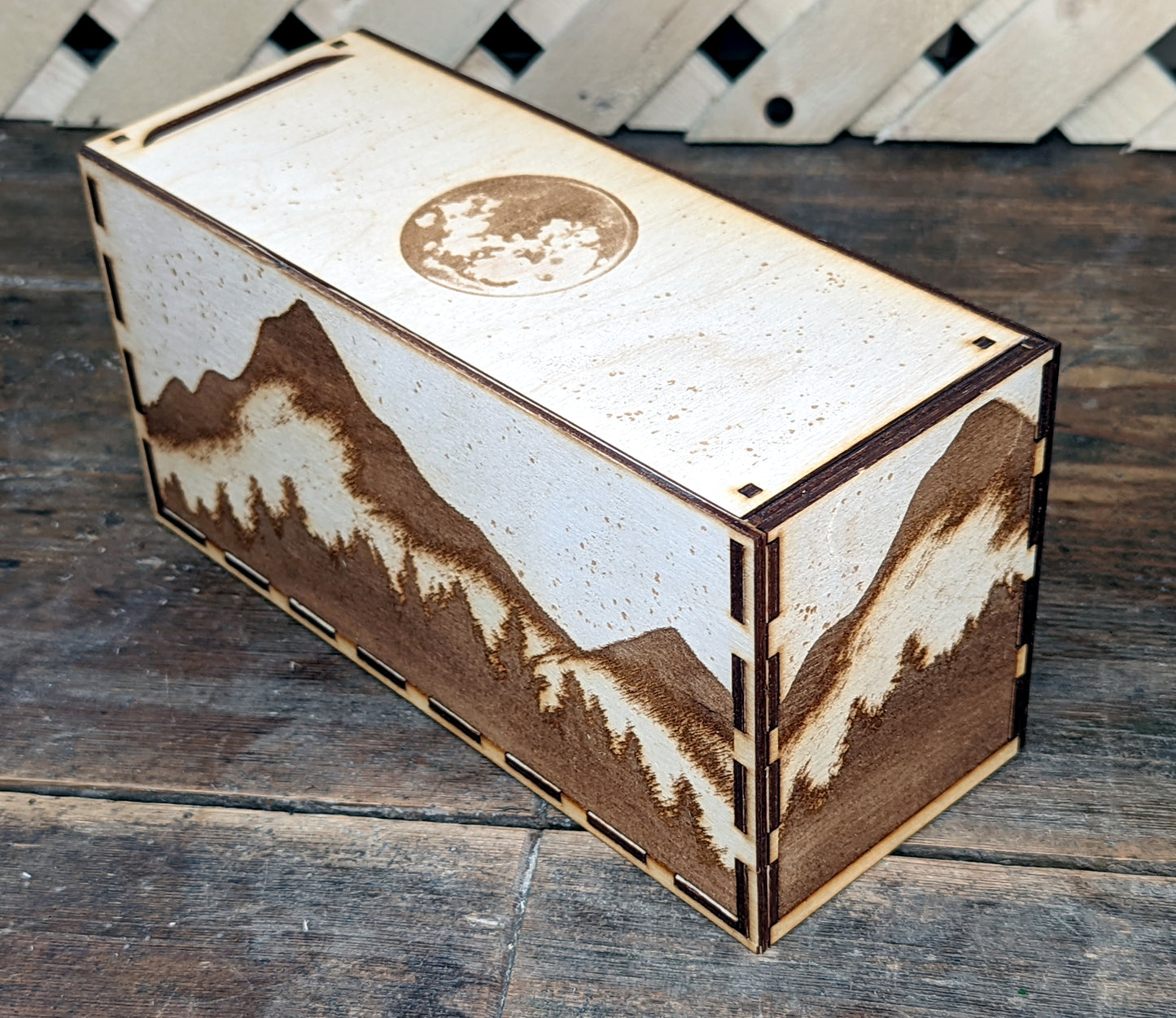 EDH Deck Box with built-in life counter, tax tracker, and command zone - Full Moon Wolf Theme