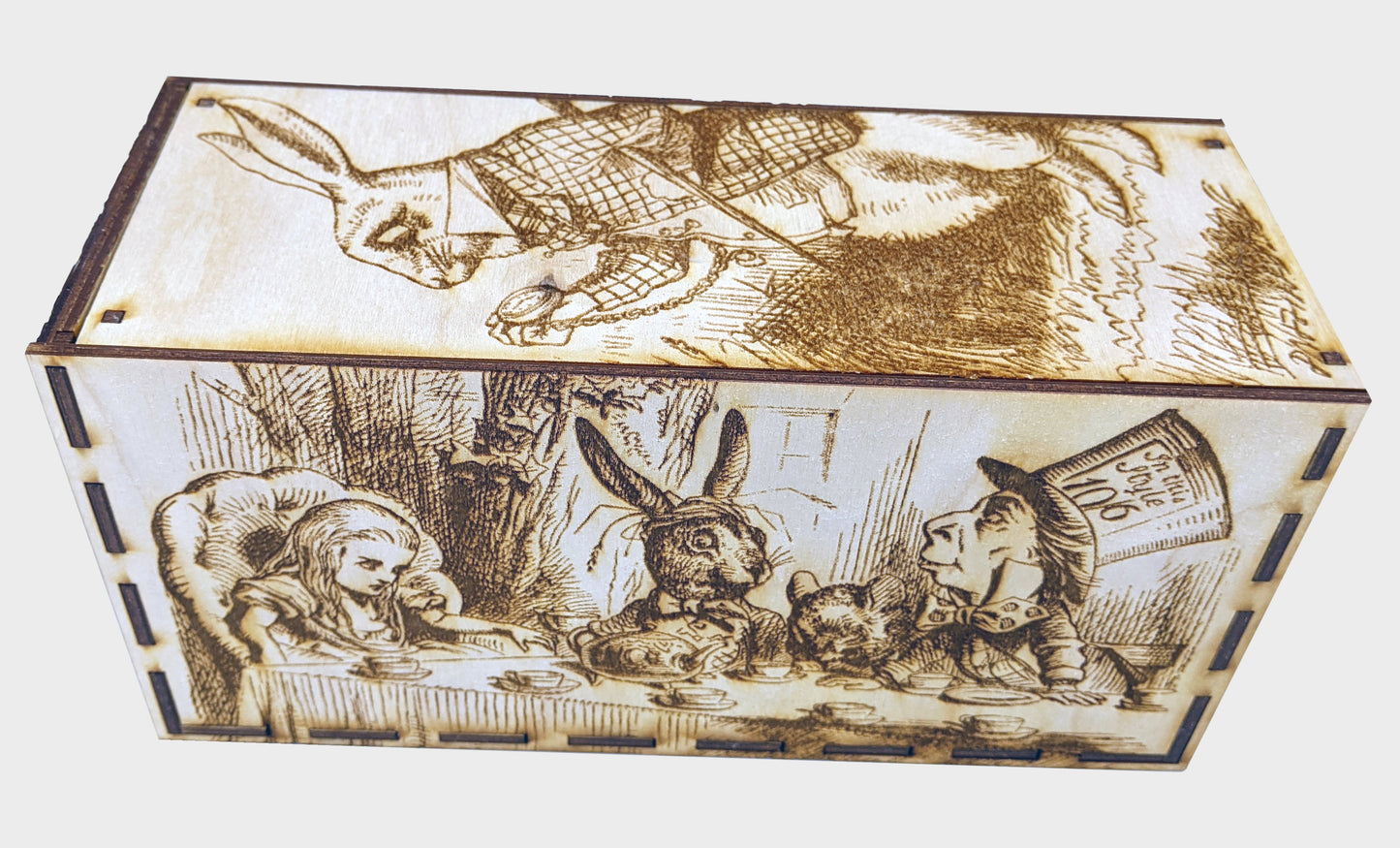 EDH Deck Box with built-in life counter, tax tracker, and command zone - Alice in Wonderland Theme