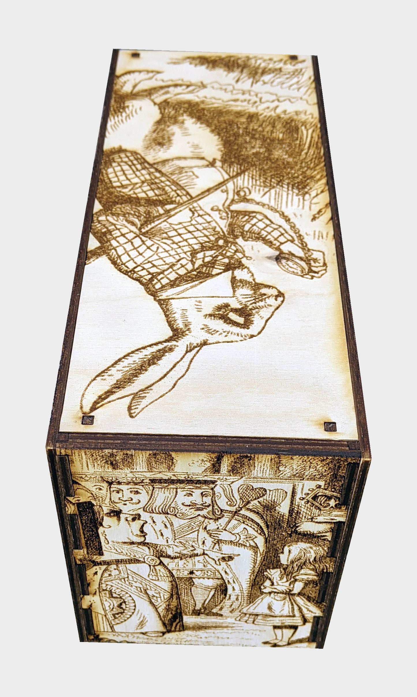 EDH Deck Box with built-in life counter, tax tracker, and command zone - Alice in Wonderland Theme