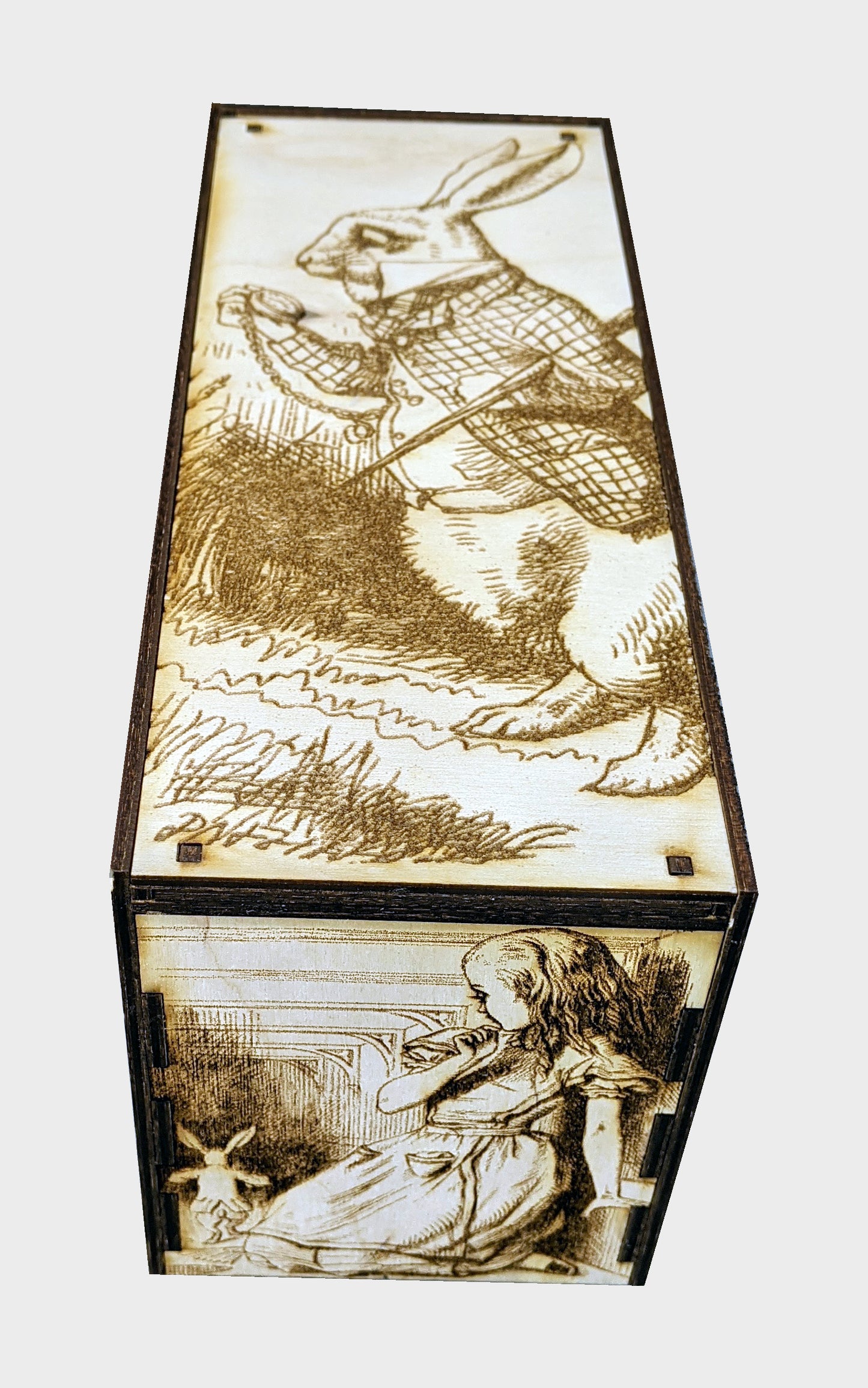 EDH Deck Box with built-in life counter, tax tracker, and command zone - Alice in Wonderland Theme
