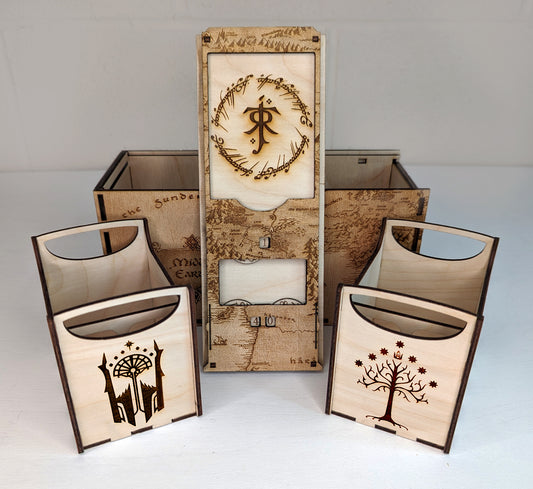 EDH Deck Box with built-in life counter, tax tracker, and command zone - Lord of the Rings theme